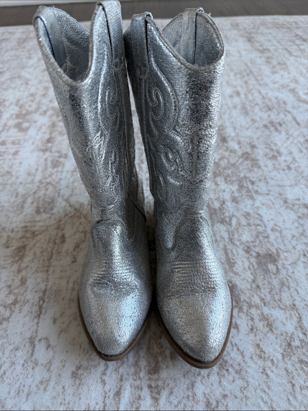 Tucker + Tate Silver Glitter Cowboy Boots for Kids